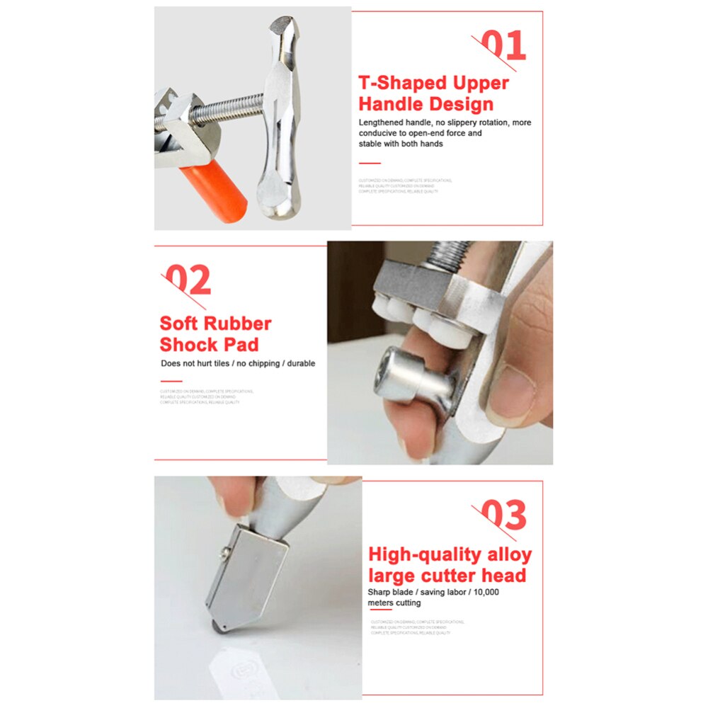 Easy Glide Glass Tile Cutter 2-in-1Professional Cutter Thick Glass Cutter Cutting Tool With Handle