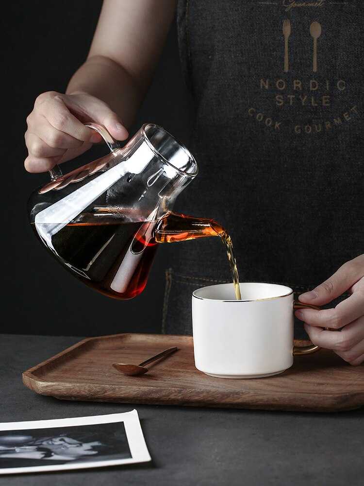 Hand brewed coffee filter set with V60 Glass Coffee pot hand brewing pots coffee pour over coffee kettle pot dripper stand cup