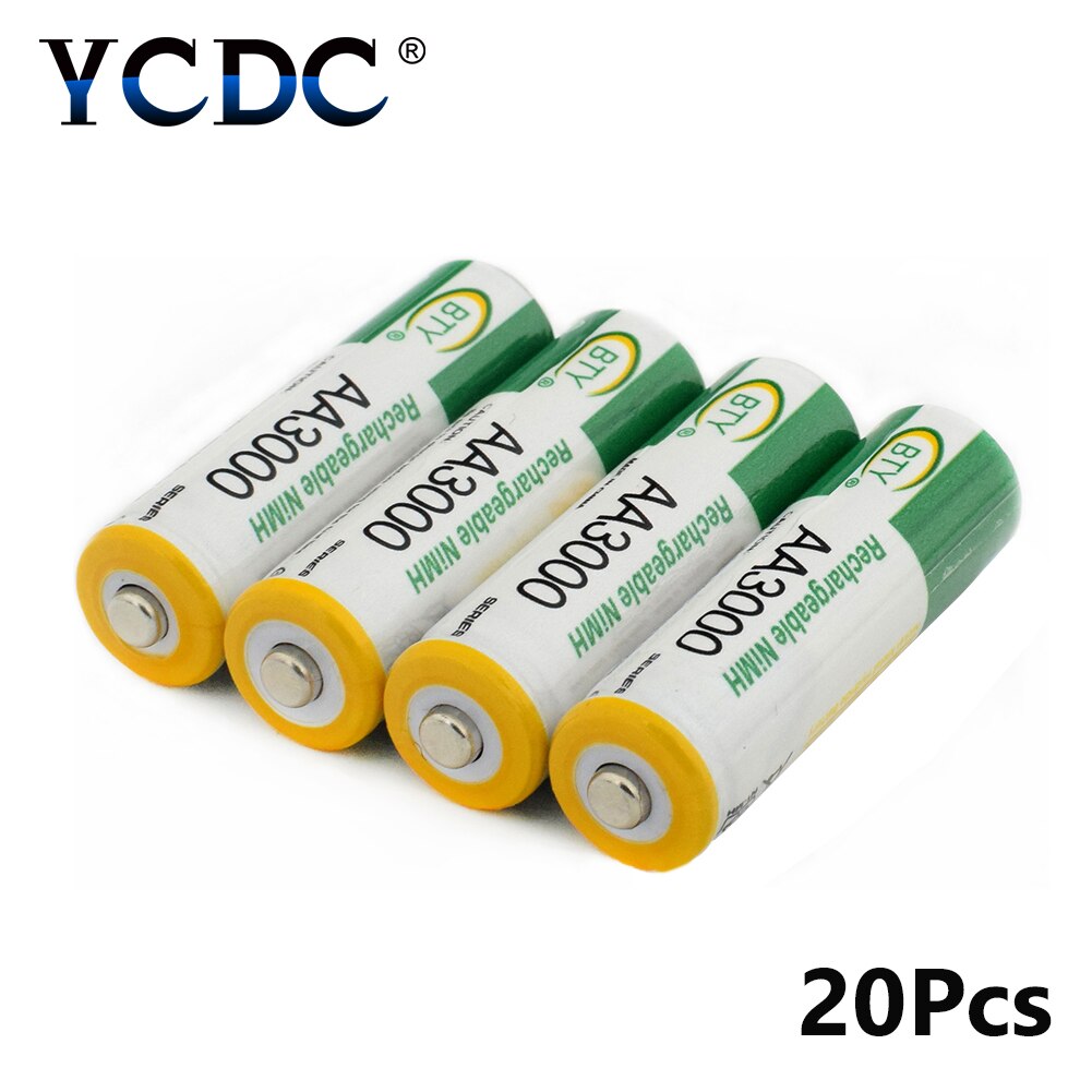 Bty 1.2V Aa 3000 Mah Pre/Stay Lading Ni-Mh Cellen Oplaadbare Nimh Batteriess Aa LR6 HR6 3000 Mah voor Torch Afstandsbedieningen: 20 Pcs