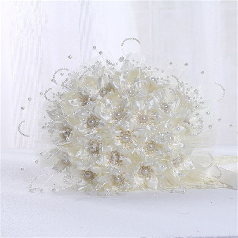 Bruiloft Benodigdheden Bruiloft Bruids Boeket Bruidsmeisje Houden Bloem Zijde Rose Wit Boeket Voor Bruid Huwelijk