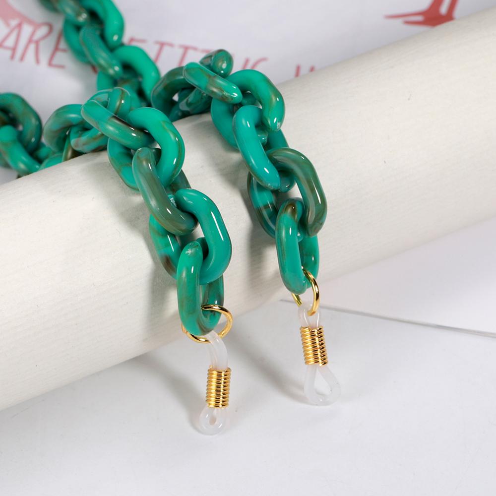 Teamer Punk Bril Ketting Voor Mannen Vrouwen Acryl Lanyard Zonnebril Kettingen Straps Cords Hals Houder Brillen Anti-Slip Ketting: Green-gold