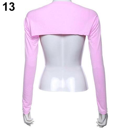 Vrouwen Solid Katoen Stretch Een Stuk Schouder Mouw Zon Arm Cover: Pink
