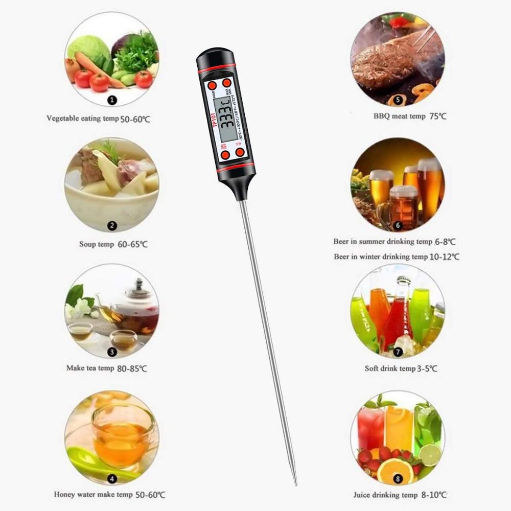 Accurate Food Cooking Thermometer Long Probe Digital Instant Read Meat Thermometer for Grilling Smoker BBQ Kitchen Accessories
