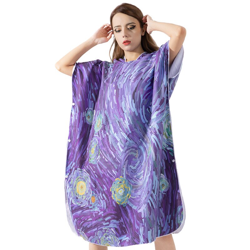 Quick-Dry Print Poncho Towel Surf Beach Wetsuit Changing Fleece Blanket Bath Robe with Hood Watersports Activities for Men Women