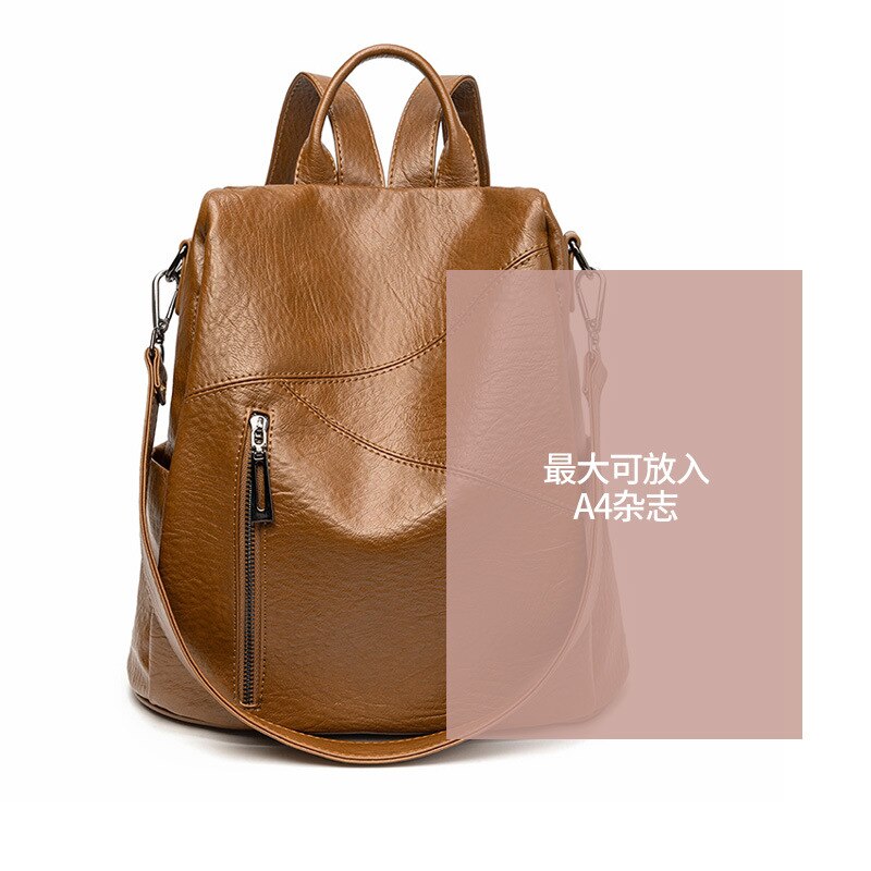 Damenrucksack, schlicht, geräumig, diebstahlsicher #39 ideal für freizeit und reisen.: Karamell