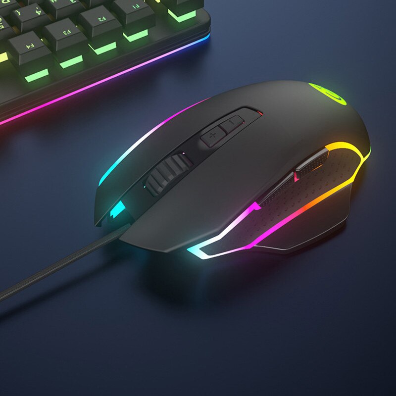Rgb Backlight Gaming Muis 2400 Dpi Optische 7 Button Usb Muis Met Mute Wired Muizen Voor Desktop Laptop Computer Gamer muis