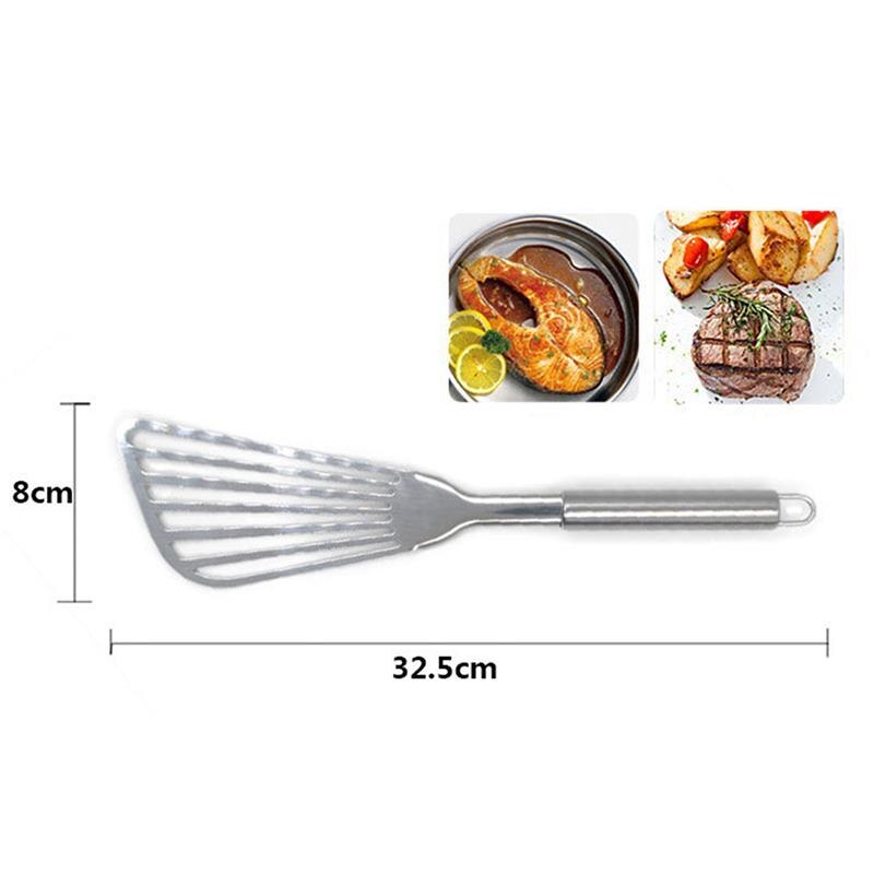 Fish Spatula Metal Stainless Steel Blade With Wooden Handle Fish Tuner Utensils For Kitchen Cooking Tool