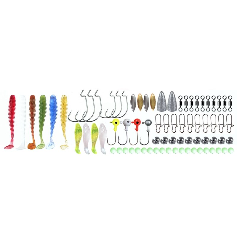 Artificial Fishing Lure Soft Lure Set Mixed Universal Assorted Fishing Baits for Saltwater and Freshwater with Tackle