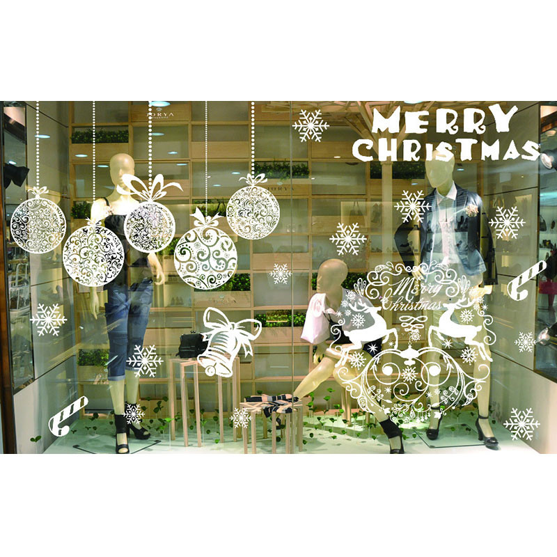 Glædelig jul vinyl kunst hjemme vindue butik wallstickers mærkat indretning aftagelig: 4