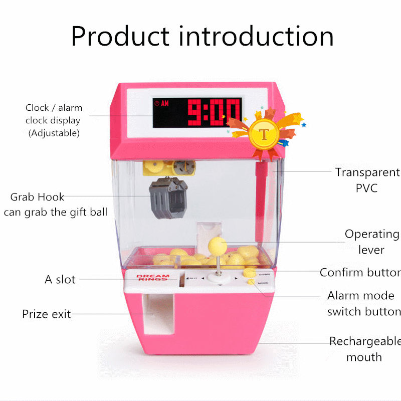 Catcher vækkeur elektrisk automat maskine dukke grabber spil mini slik til børnelegetøj