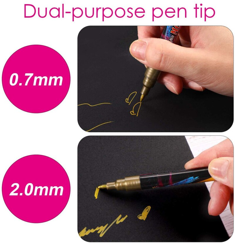 18 st / set flerfärgade metalliska tuschpennor 2.0/0.7 mm extra fina spetsfärgpennafärger med nummerpennor penslar konstsatser dekor