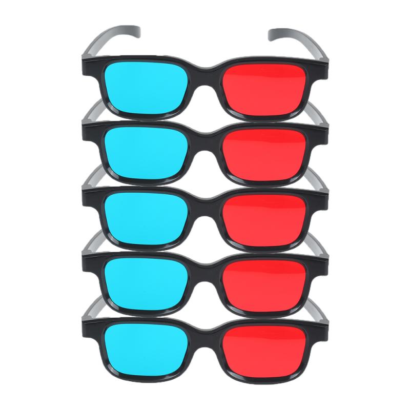 5pcs Black Frame Red Blue 3D Glasses Home Theater Immersive Experience For Dimensional Anaglyph Movie TV DVD Game Video: 5pcs