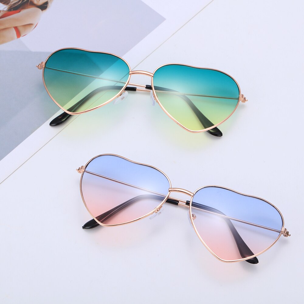 Women Vintage Heart Shape Sunglasses Metal Frame Sun Glasses Candy Color Gradient Sun Glasses For Outdoor Cycling