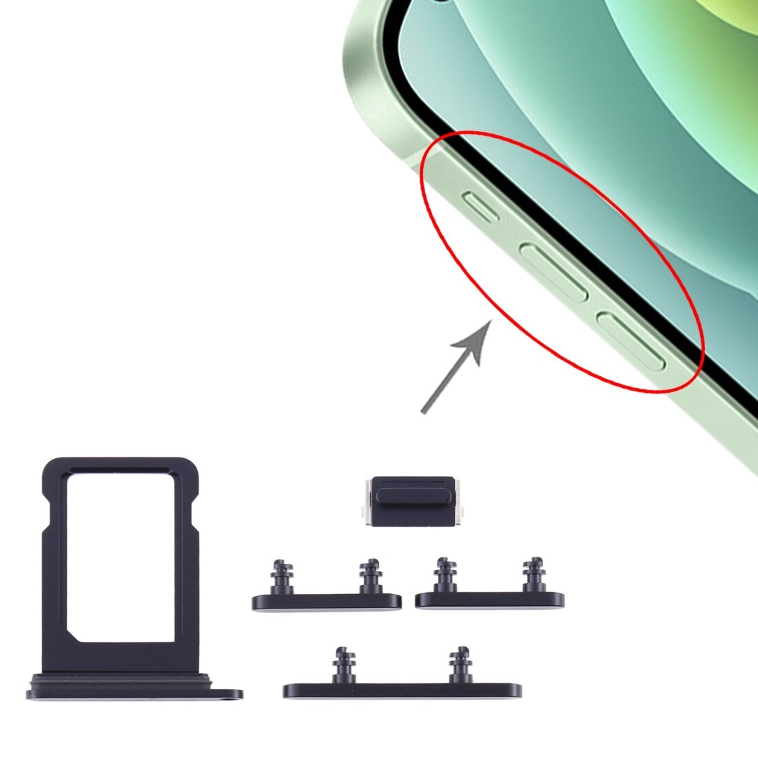 Bandeja de tarjeta SIM para iPhone 12 Mini + llaves laterales para iPhone 12 Mini