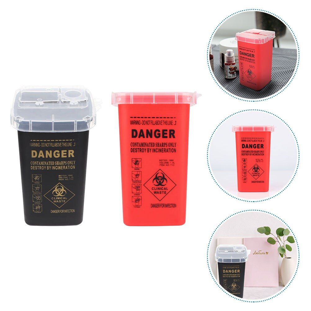 2Pcs Mini Sharps Storage Holders Disposal Container Tattoos Tool Box: Default Title