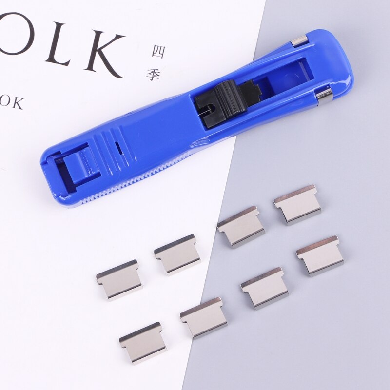 8Pcs Clips+1Pc Dispenser Mini Metal Paper Clipper Photo Tickets Notes Paper Clip 1XCE