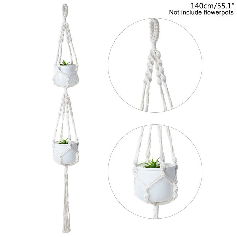 Panier suspendu pour plantes en macramé, fait à la main, Pot de fleurs, décoration murale de maison, panier suspendu de jardin: G