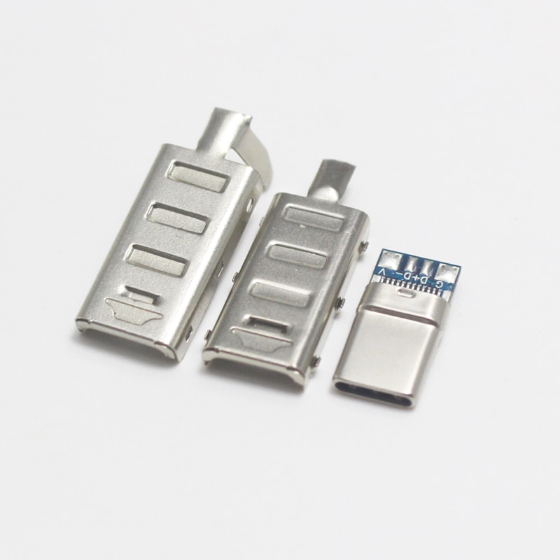 Connecteur USB type-c 2.0 à souder, connecteur mâle 24 broches avec boîtier métallique Long, 1/2/5 jeux