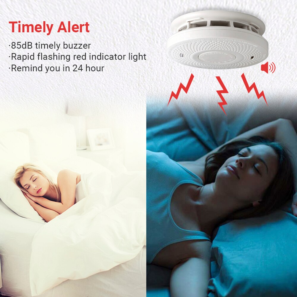 Photoelectric Smoke Detector & Fire Alarm with 10-Year Battery Life Battery Operated Fire Alert Smoke Alarm