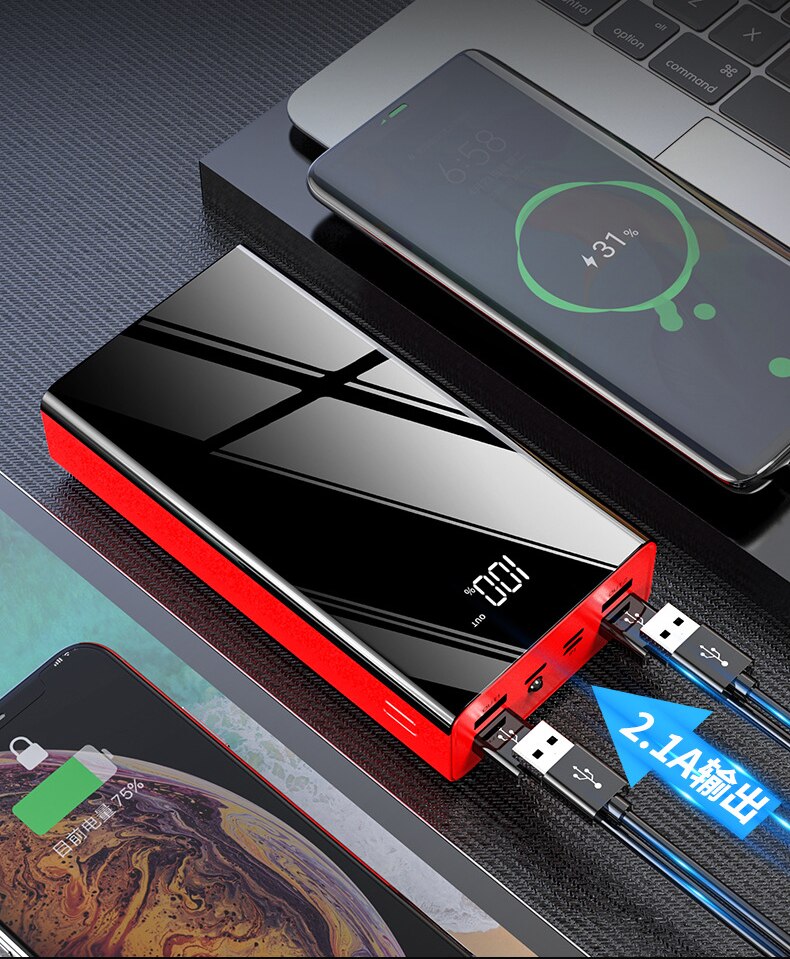 30000mAh 40000mAh 50000mAh Powerbank with Flashlight Portable Charger External Battery Poverbank For iPhone 11 Xiaomi Power bank