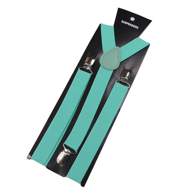 26-farbige neue unisex-elastische Hosenträger mit Y-Rücken-Hosenträger für Männer, , Gentleman, verstellbare Träger für Hochzeitsanzug, Party, Alltagszubehör: Türkis
