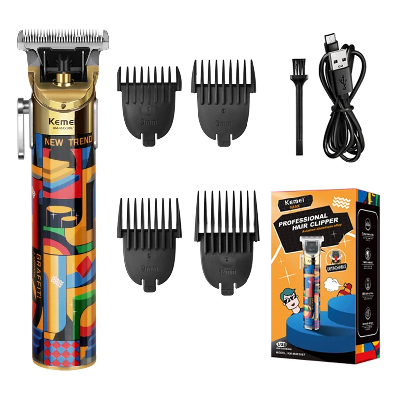 Kemei Original Haarschneidemaschine Bartschneider Zero Gapped Haarschneidemaschine Schnurloser professioneller Haarschneider für Männer KM-MAX5087: Black