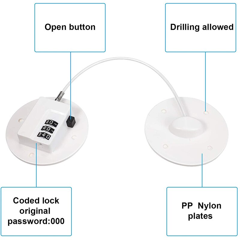 2 Pcs Refrigerator Lock Fridge Lock Freezer Door Lock Adhesive Coded Lock Fridge Safety Lock File Drawer Lock