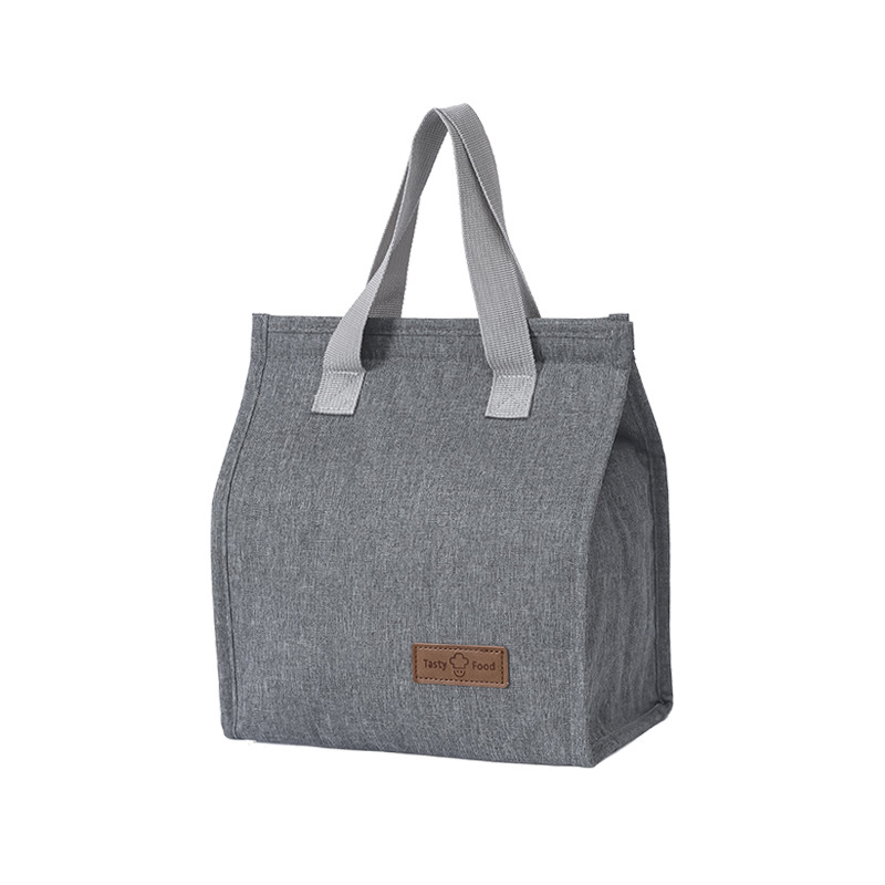 Lunch Bag Thermal Insulation Lunch Box Storage Handbag Solid Color Multifunctional Kid School Lunch Bags Picnic Food Pouch: Beige