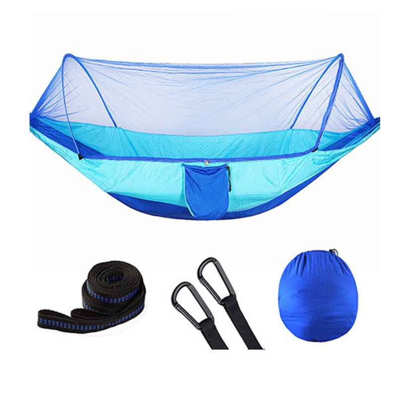 Automatische moskitonetz-hängematte für 1-2 personen, outdoor-hängematte aus nylonstoff, camping-moskitonetz-hängematten-baldachin-zelt: 250 x 120cm- blau