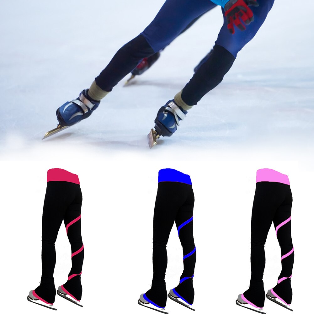 Outdoor Zachte Warme Flanellen Streep Panty Kids Childrens Sport Kunstschaatsen Broek Training Concurrentie Hoge Elasticiteit Lange