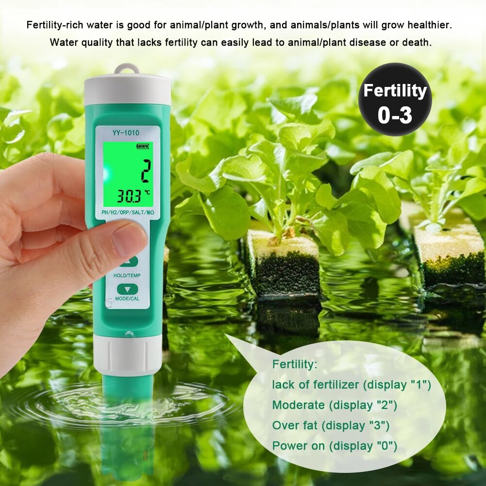 Yieryi tds ec ph Salzgehalt messer orp h2 s.g Temperatur Wasser qualitäts monitor Lösung Dünger widerstands tester für Pools, Aquarien