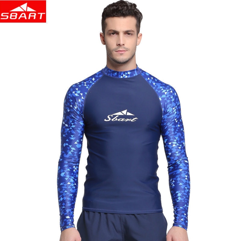 SBART Quick Drying Mens Rash Guard Surf T-shirt Long Sleeve Beach Swimwear Anti-UV Diving Suit kitesurf Snorkeling Surfing Shirt