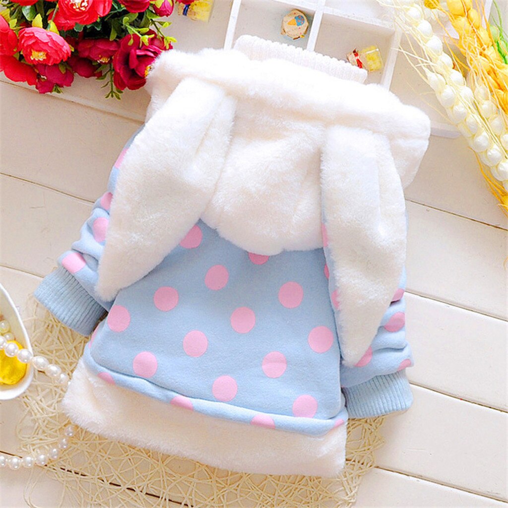 Winter Peuter Kids Baby Meisjes Fleece Jas Dikke Konijnenoren Hooded Uitloper Warm Baby Kids Peuter Meisjes Jassen Jas Kleding