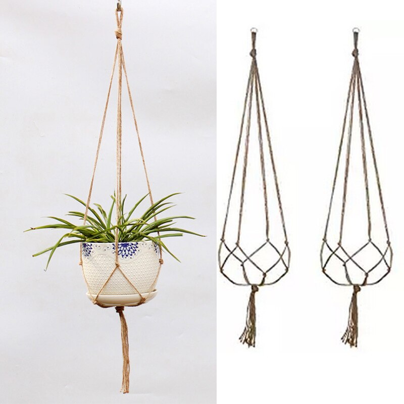 Hennep Touw Bloempotten Gevlochten Hanger Pot Bureau Plant Glas Terrarium Opknoping Touw Mand Diy Planter Tuin Decoratie