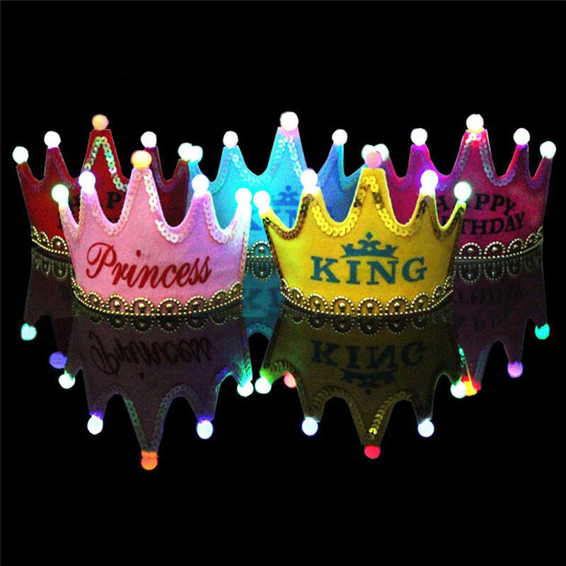 Baby børn voksen krone lys-up led blinkende blinkende pandebånd fest favoriserer fødselsdag prinsesse konge hår tilbehør