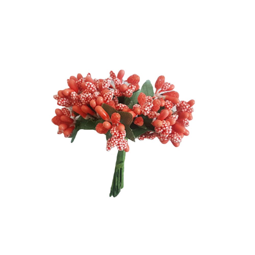 12pcs/bunch Mini Artificial Pip Berry Picks Fruit Flower Stamens for DIY Wedding Christmas Garland Box Scrapbooking Decoration (: Orange
