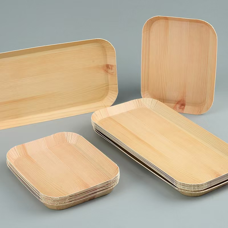 Platos desechables para postres, platos para verduras, papel de grano de madera, plato para pastel, platos desechables, bandeja de papel para , vajilla