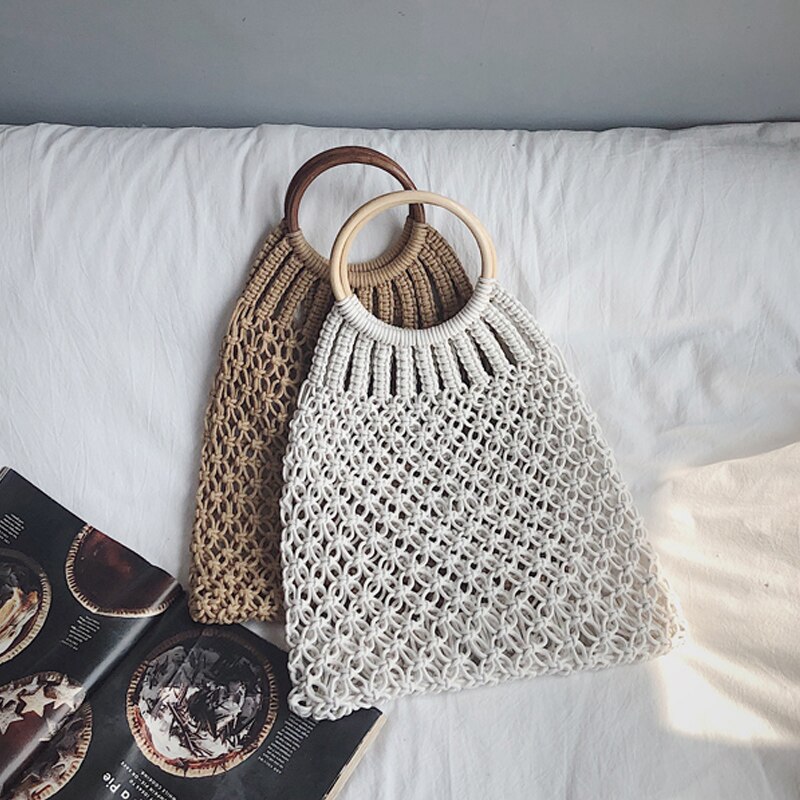 moda kobiety Boho tkane torebka lato plaża Tote słoma torba Rattan zwykły ramię torby