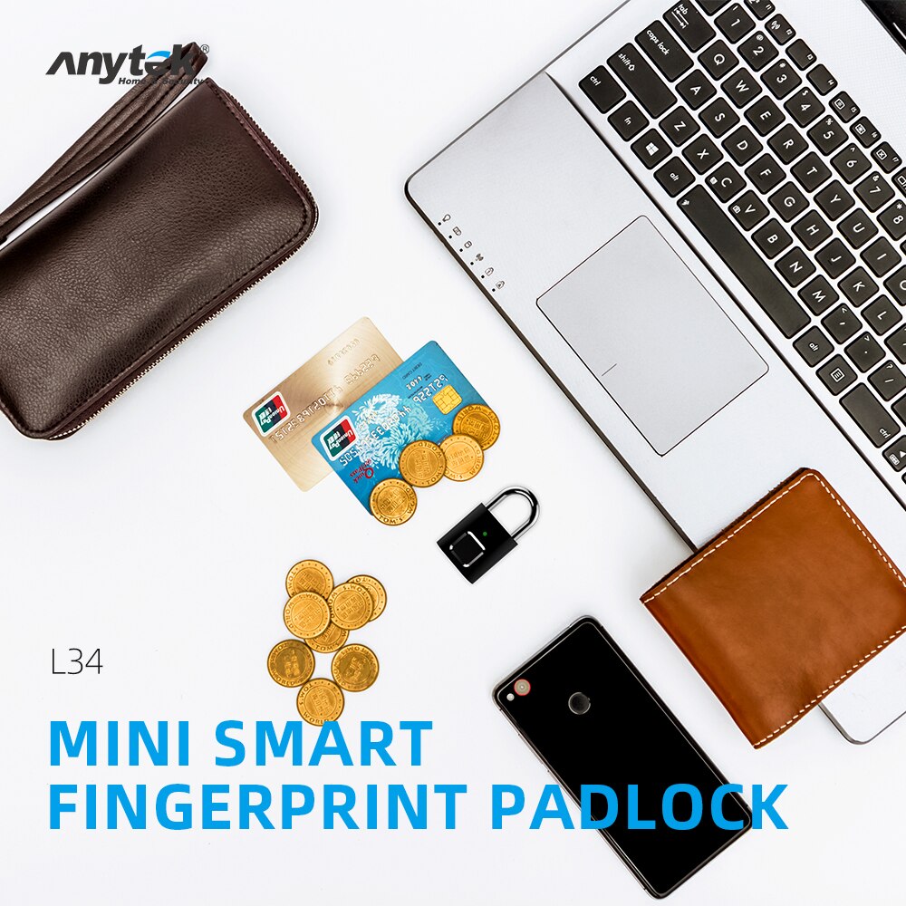 Anytek L34 Smart Fingerprint Lock USB Rechargeable Fingerprint Padlock Security Keyless Mini Door Luggage Finger Print Lock