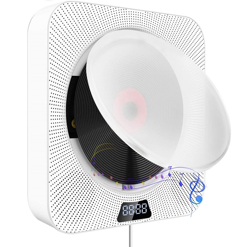 with Bluetooth, with Remote Control FM Radio Built-in HiFi Speakers: White DVD 