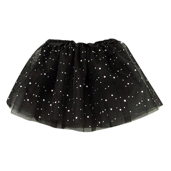 Leuke Baby Kids Meisjes Prinses Sterren Pailletten Party Dance Ballet Kant Tutu Rokken Meisje Mini Rok Voor Party Wedding zomer: Black