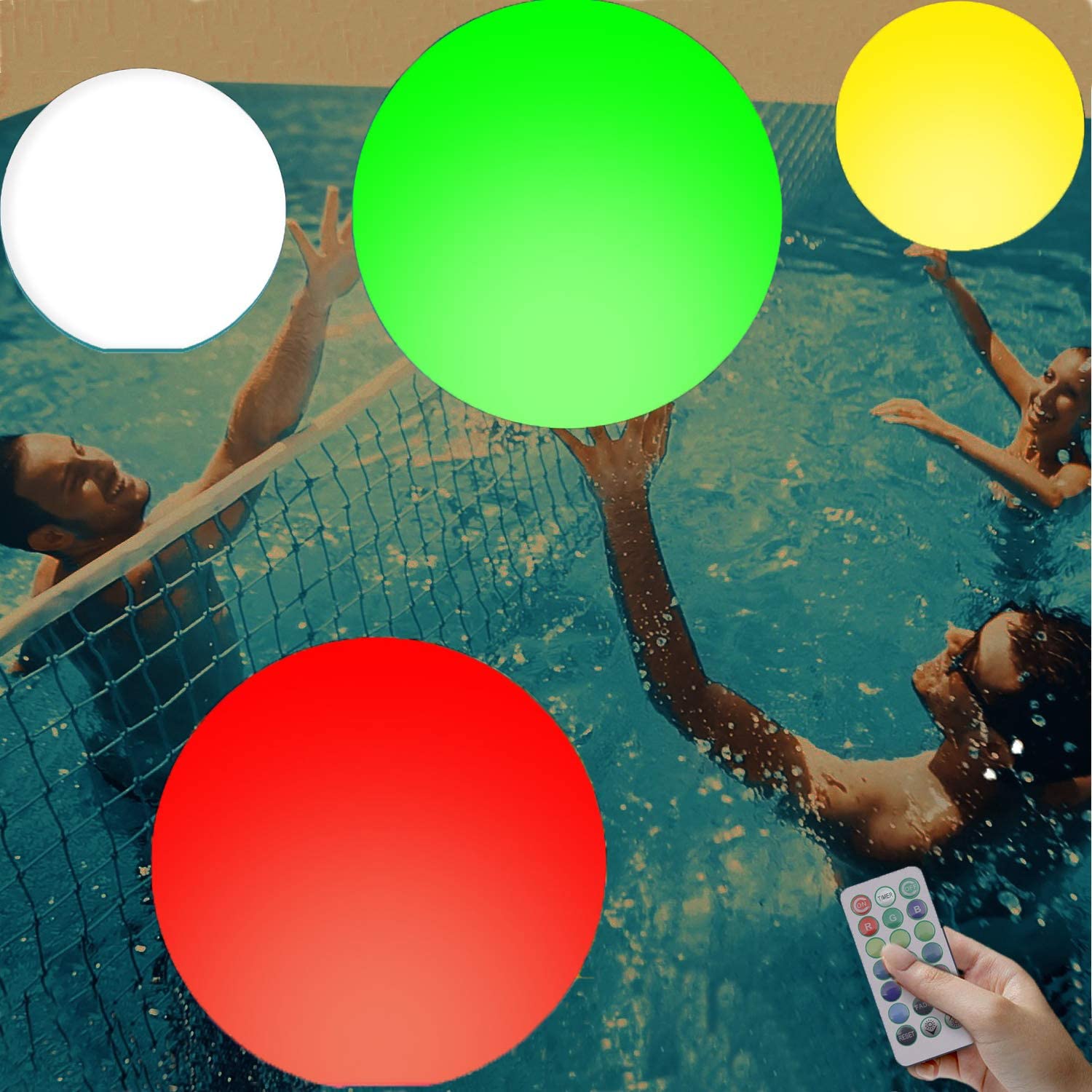 2x 1x rgb blås upp sol pool glödljus färgskiftande led fjärrkontroll flytande undervattensbollljus utomhus hängande ljus
