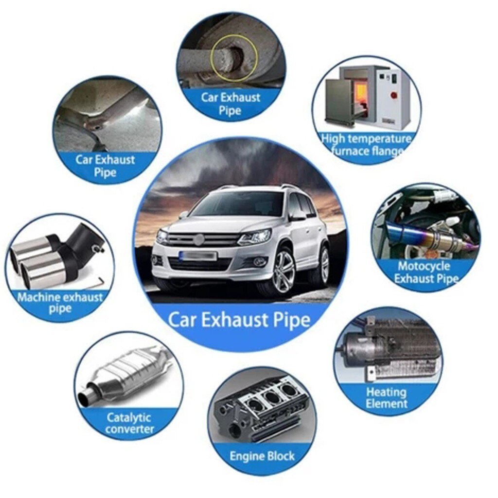 Car Exhaust System Pipe Repair Kit High Temperature Cement Crack Sealer Tailpipe Muffler Adhesive Sealant Hand Tool Sets #3