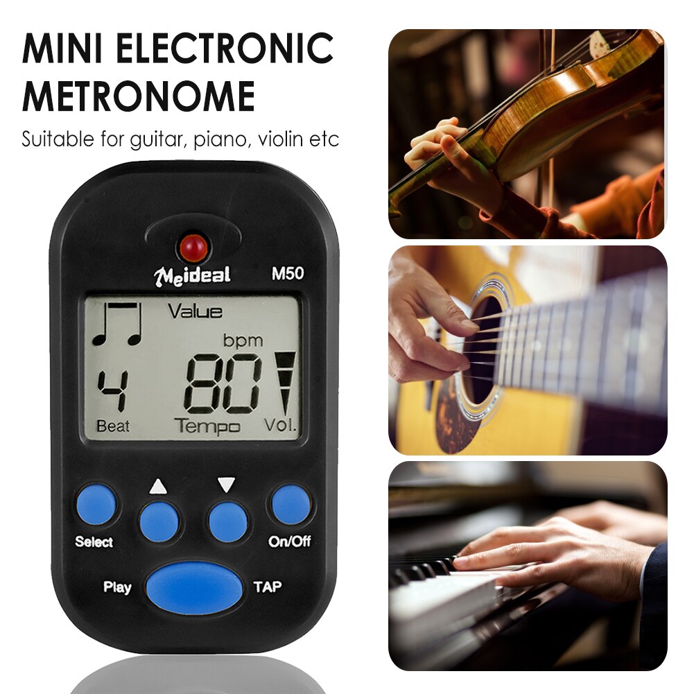Mini digital metronom multifunktionel beat tempo metronom til klaverguitarsaxofon fløjte violin tromme