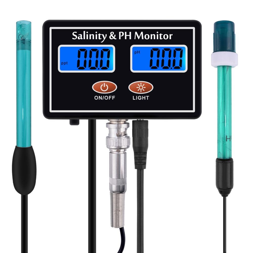 yieryi Online PH &amp; Salinity Monitor 2 in 1 ph meter&amp;Salinity Tester for Aquarium pool spa seawater horticultural water: SA-2587 US