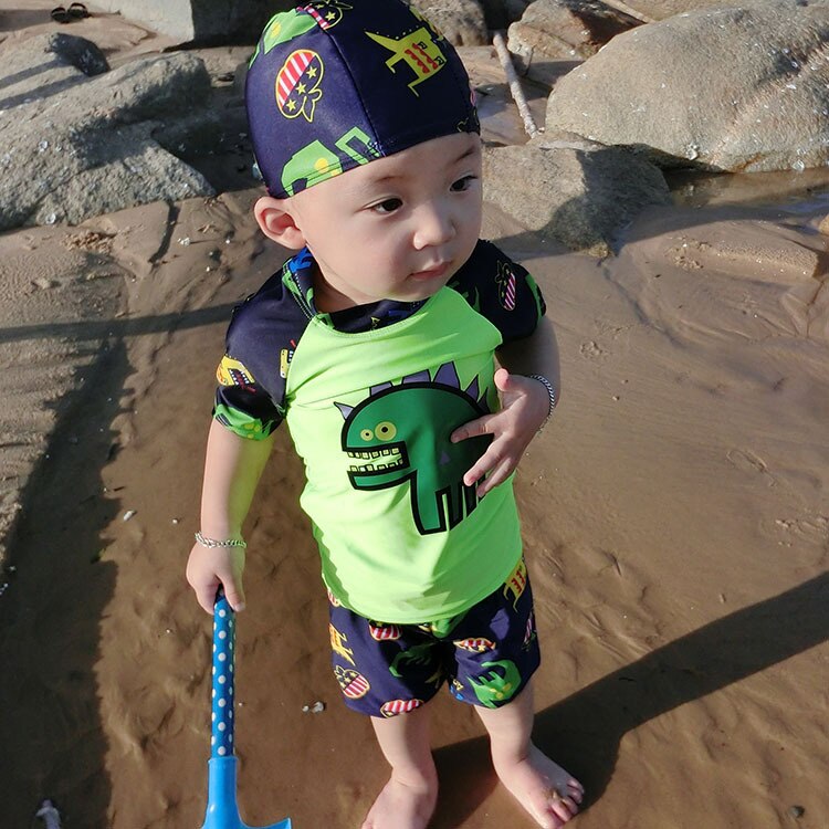Baby Swimwear Rash Guards 9-12m Summer Cartoon Dinosaur Infant Boys Separate Quick-dry Sunscreen Beach Boys Swimwear