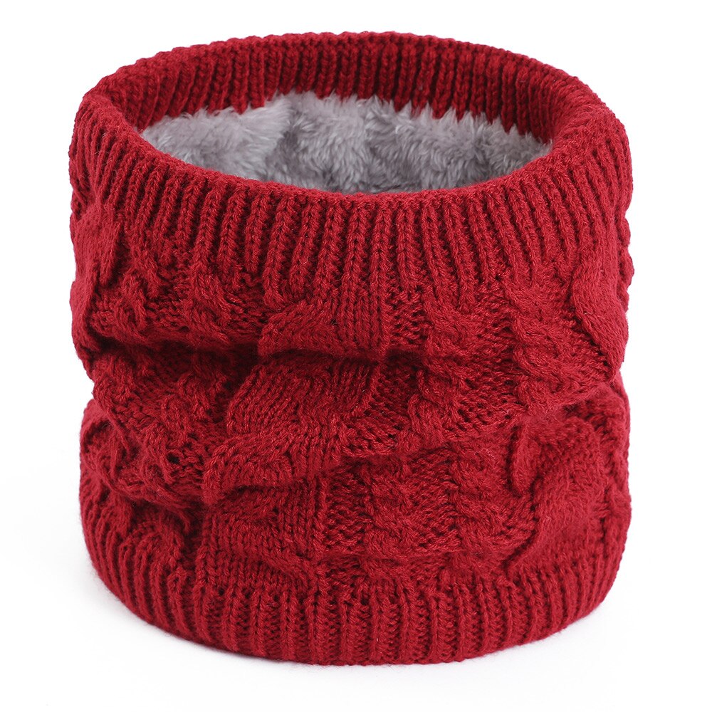 Vinterscarf för kvinnor twist ring scarf herr/kvinnor varm halsduk plus sammet tjock stickad haklappsbomull för att skydda halshaklappen: Röd