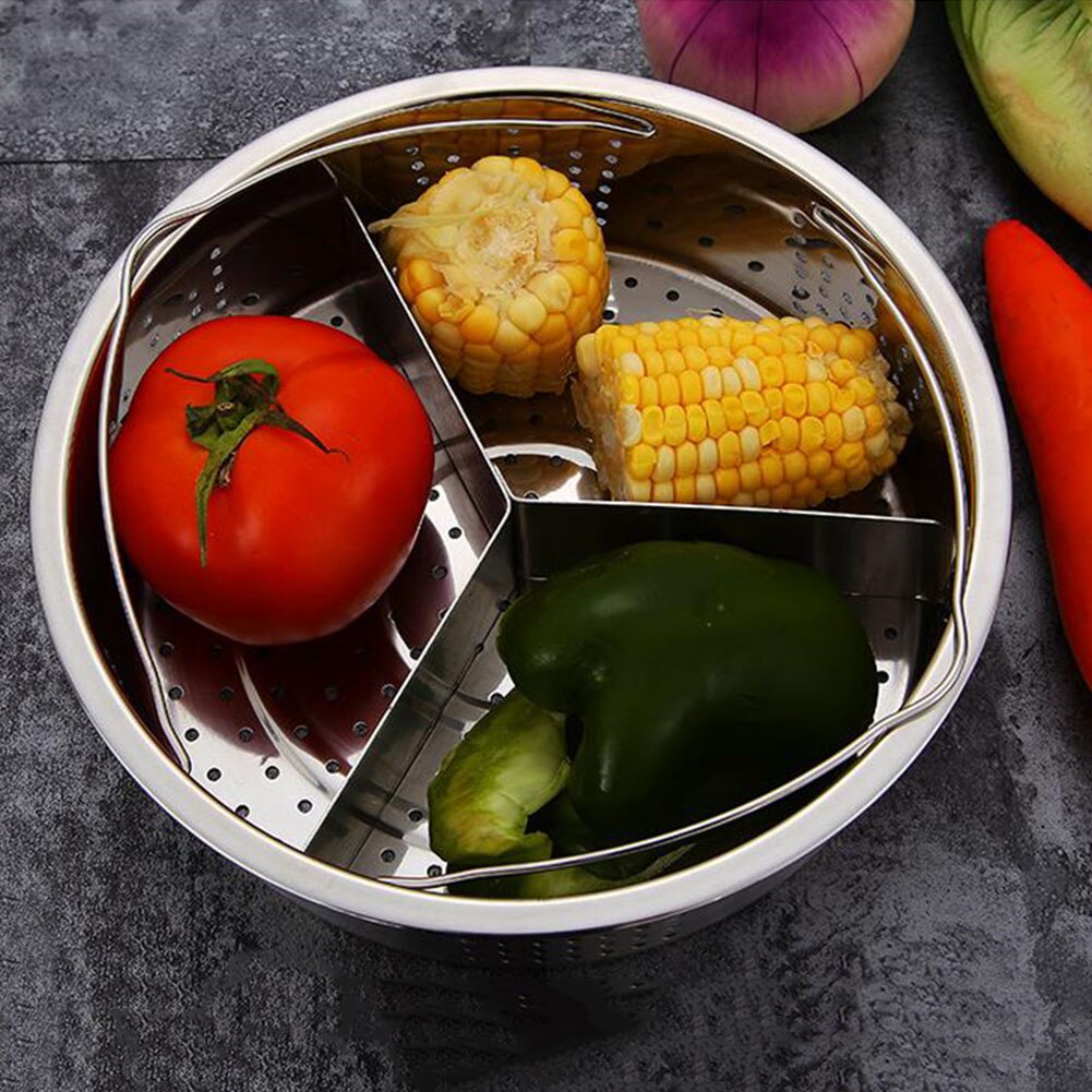 Removable Stainless Steel Divider Pot Accessories Separator Vegetables Cooking Grid Basket Trio Separator Set With Handle