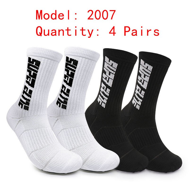 4 Pairs Sports Socks Crazy Letter Men Basketball Cycling Running Hiking Navy Sock Set With Terry Shock Absorption Walking Sock: 2