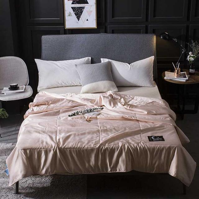 50 Zijde Dekbed Spreien Gewatteerde Deken Zomer Winter Koning Koningin Full Twin Size Dekbed Beddengoed Set Pure Kleur Gouden Wit: 200x230cm 1.2kg / 5